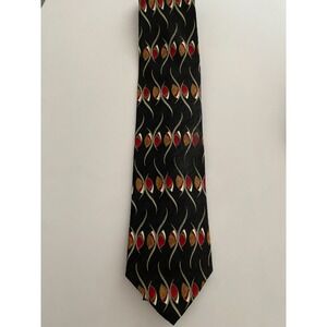 Repp Ltd Mens Silk Tie Black Red Gold Abstract Geometric Jacquard X-Long 4 Inch